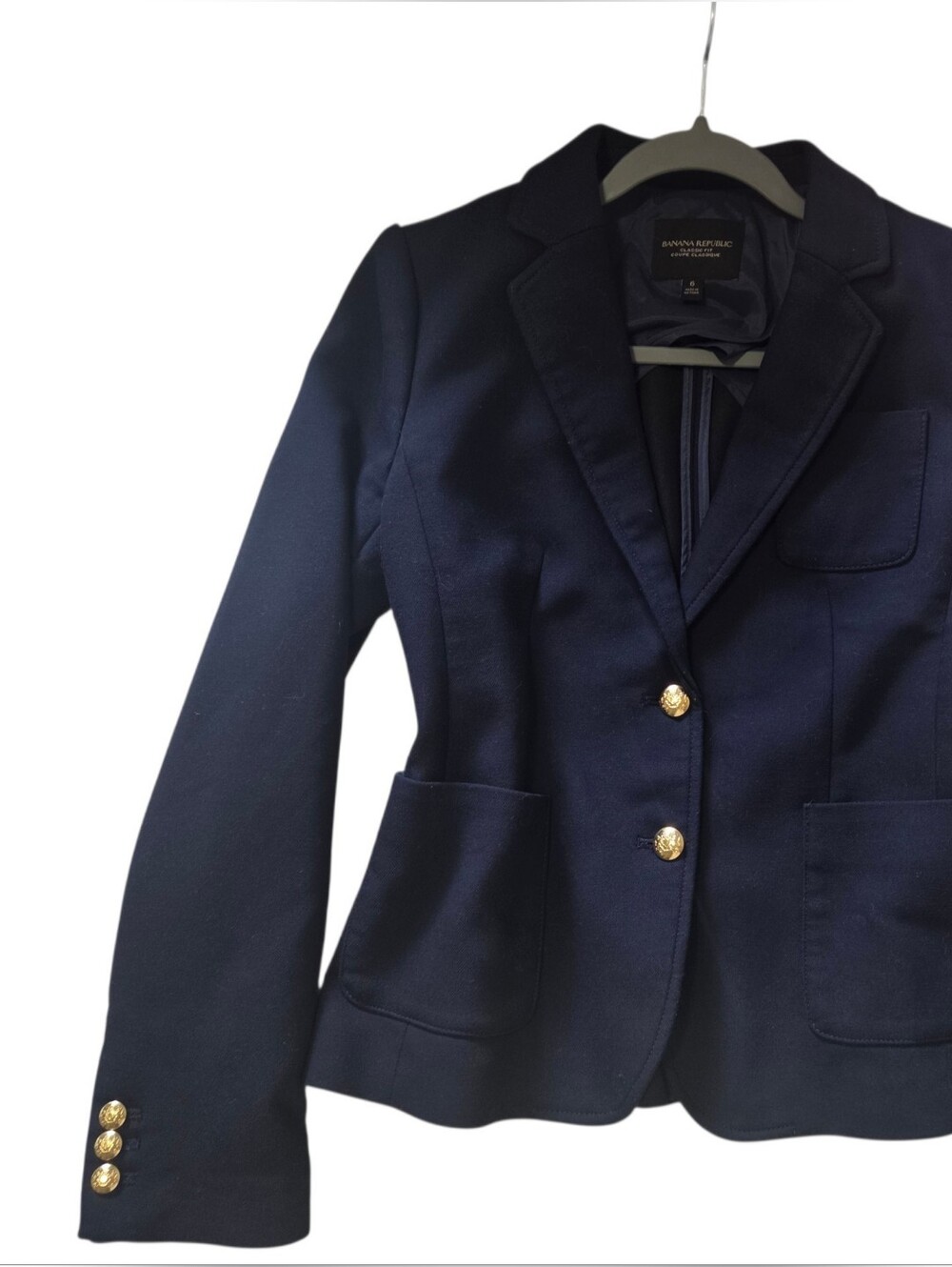6 Banana Republic Classic Fit Blazer Navy Blue Gold Embelishment